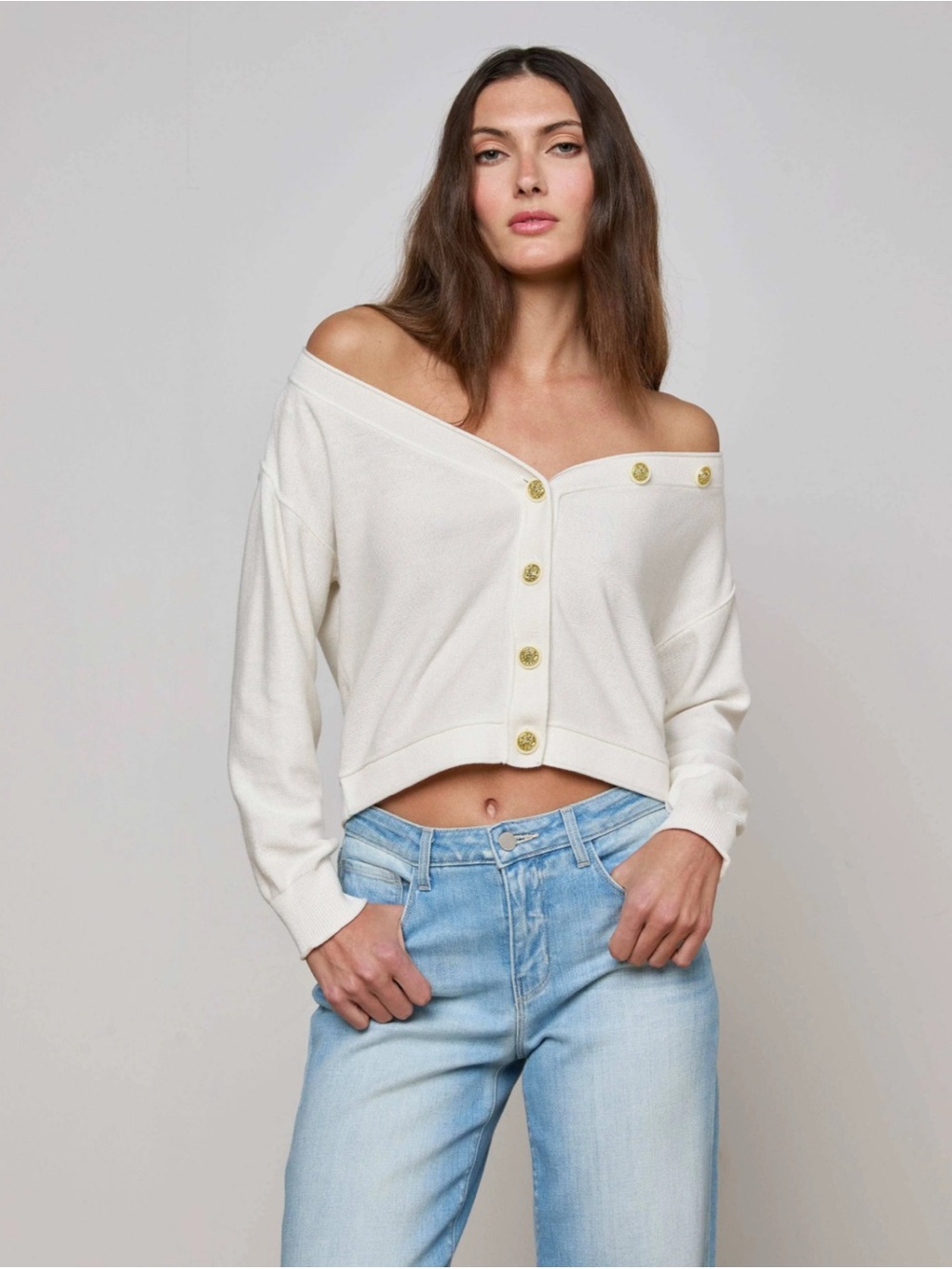 L'AGENCE Nopal Off the Shoulder Cardigan Size Medium